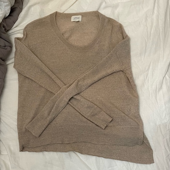Aritzia Wilfred Balzac Sweater Crew-neck Silk Cotton Cashmere XS Beige - Picture 6 of 6